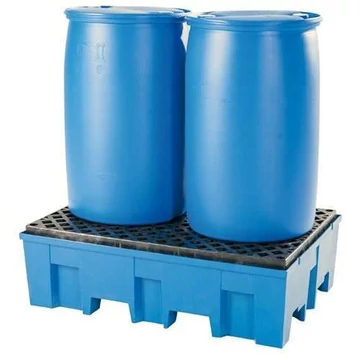 Gyűjtőtálcák polietilénből, térfogat: 220 l, ma x sz x mé: 865x1245x350 mm, PE rácsokkal