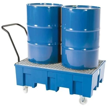 Gyűjtő tálcák polietilénből, mozgatható, térfogat: 220 l, ma x sz x mé: 865x1245x350 mm, horganyzott rácsokkal