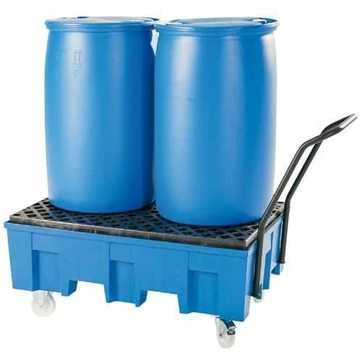 Összegyűjtő tálcák polietilénből, mobil, térfogat: 220 l, ma x sz x mé: 865x1245x350 mm, PE rácsokkal