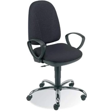 PEGAZ irodai forgószék, ergonomikus, kartámaszokkal, krómozott talppal, Oban kárpit - fekete