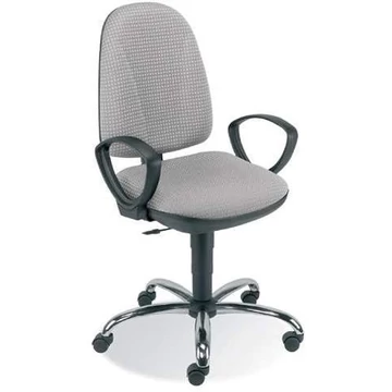 PEGAZ irodai forgószék, ergonomikus, kartámaszokkal, krómozott talppal, Oban kárpit - világosszürke