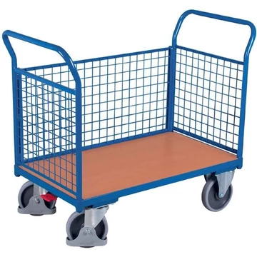 VARIOfit platós kocsi 3 rácsos fallal, 1200 x 800 mm, teherbírása 500 kg.