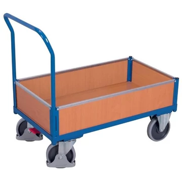 VARIOfit platós kocsi 4 fél magasságú fallal, 1200 x 800 mm, teherbírása 500 kg.