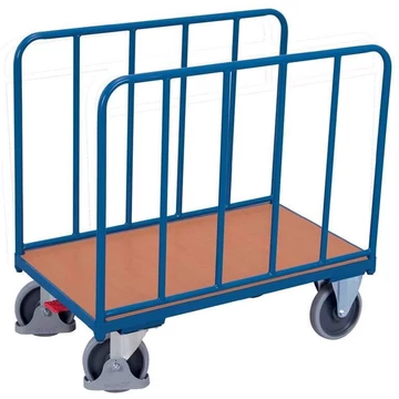 VARIOfit platós kocsi 2 magas oldalfallal, 1200 x 800 mm, teherbírása 500 kg.