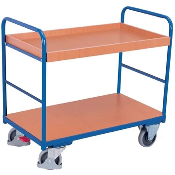 VARIOfit polcos kocsi , alacsony, 2 szint (1x sima, 1x peremmel), 1000x600 mm, teherbírás 250 kg