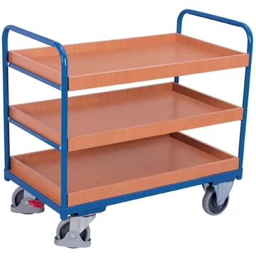 VARIOfit polcos kocsi , alacsony, 3 szint peremmel, 1000x700 mm, teherbírása 250 kg