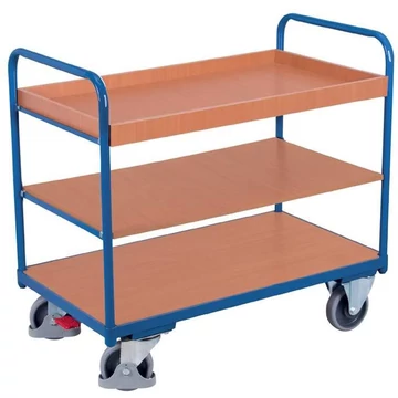 VARIOfit polcos kocsi , alacsony, 3 szint (2x sima, 1x peremmel), 1000x700 mm, teherbírás 250 kg