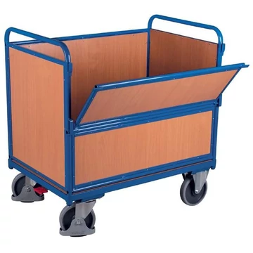 Fadobozos kocsi VARIOfit, hosszoldal lehajtható, 1000x700 mm, teherbírása 500 kg