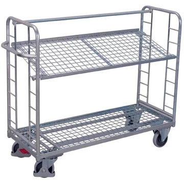 VARIOfit polcos kocsi ferde polccal, horganyzott, 2 szintes, 1605 x 650 mm, teherbírás 400 kg