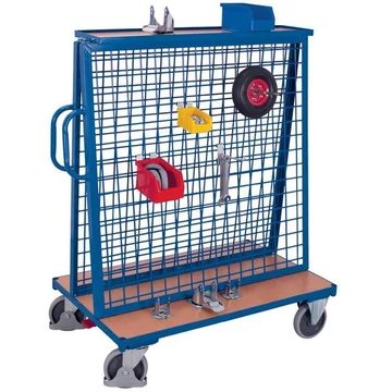 VARIOfit munkadarab tároló-szállító kocsi dróthálóval, 1200 x 800 mm, teherbírása 500 kg