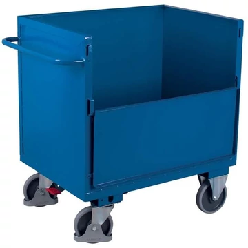 VARIOfit lemezdobozos kocsi fedél nélkül, hosszanti fal lenyitható, 1000x700 mm, teherbírás 500 kg