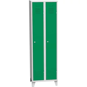 Szekrény, hegesztett, 2 x 300 mm, ajtó színe zöld RAL6024, csapszegekkel