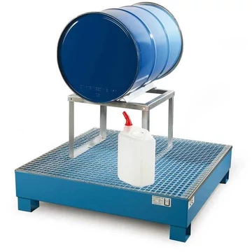 Acél gyűjtőtálca jóváhagyással és rácsokkal, összegyűjtési térfogat 65l, ma x sz x mé: 800x900x220 mm