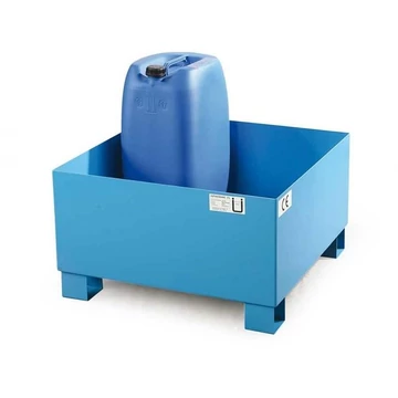 Acél gyűjtő tálca jóváhagyással, rács nélkül, gyűjtőtérfogat 210l, ma x sz x mé: 800x800x465 mm