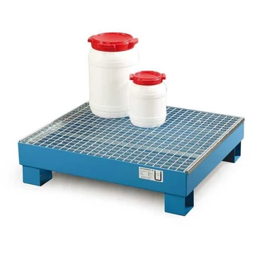 Acél gyűjtőtálca jóváhagyással és rácsokkal, gyűjtőtérfogat 216l, ma x sz x mé: 1200x1200x285 mm