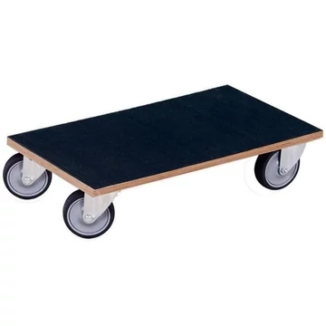 Bútorszállító kocsi 600x350 mm, teherbírása 300 kg, tartólemez barázdált gumival, tömörgumikerekek 100 mm