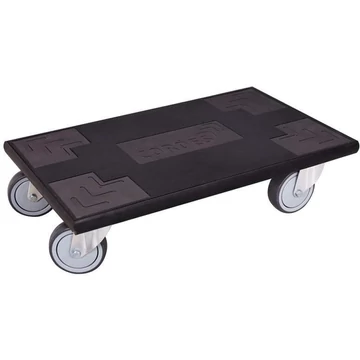 Bútorszállító kocsi 600x350 mm, teherbírása 300 kg, tartólemez gumibevonattal, tömörgumikerekek 100 mm