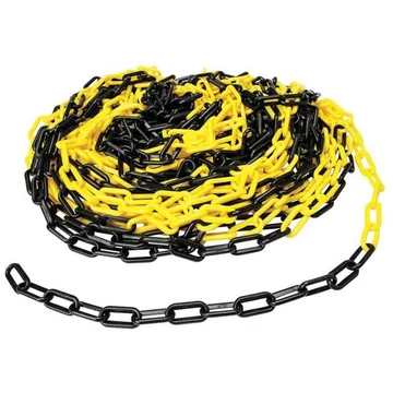 Akadálymentes műanyag lánc 6 mm, sárga / fekete színű, hossza 25 m