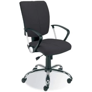 CINQUE irodai forgószék karfákkal, krómozott acél talppal, Oban kárpit - fekete