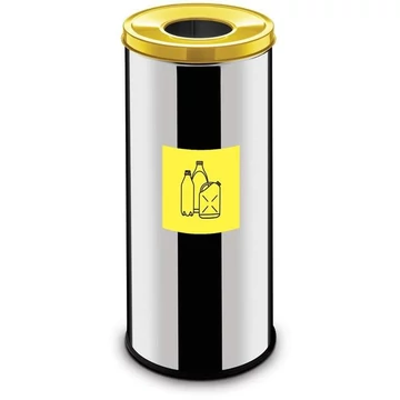 Újrahasznosítható EKO hulladékgyűjtő, 45 l térfogatú, rozsdamentes acélból készült edény, sárga színű