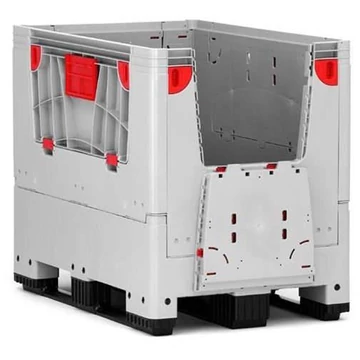 BigBox, összecsukható, polietilénből, fedéllel, 1200 x 800 x 1000 mm, csúszótalpakkal