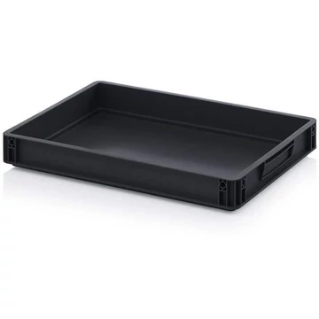 Euro tároló ESD, antracit, 600 x 400 x 75 mm