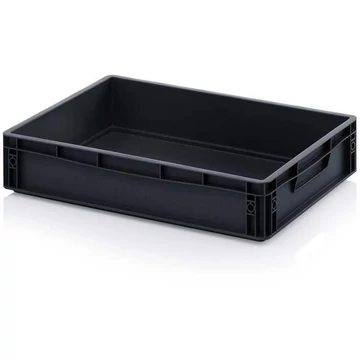 Euro tároló ESD, antracit, 600 x 400 x 120 mm