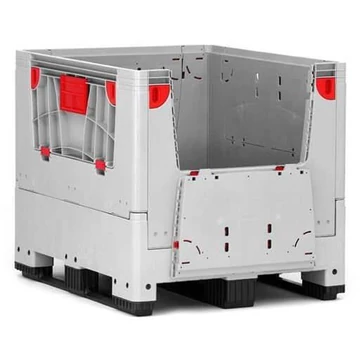 BigBox, összecsukható, polietilénből, fedéllel, 1200 x 1000 x 1000 mm, csúszótalpakkal