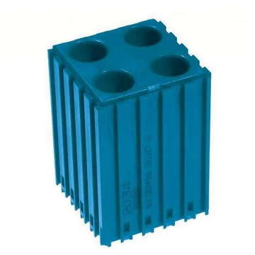 Műanyag doboz egyenes szárú szerszámokhoz - D14, 5x5 modul, 4 üreg (14x40 mm), kék színű.
