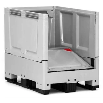 Összecsukható BigBox, polietilénből, tömör fal, 1200 x 800 x 1000 mm, csúszótalpakkal