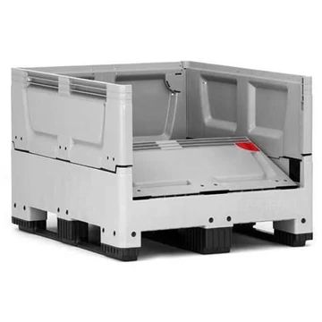 Összecsukható BigBox, polietilénből, tömör fal, 1200 x 1000 x 790 mm, csúszótalpakkal