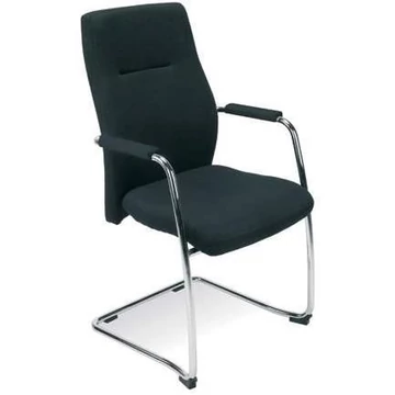 ORLANDO látogatói szék karfákkal, krómozott acél vázzal, Oban kárpit - fekete