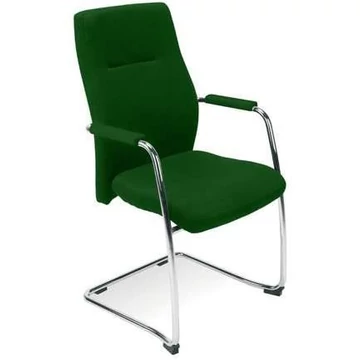 ORLANDO látogatói szék karfákkal, krómozott acél vázzal, Oban kárpit - sötétzöld
