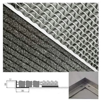 Openwell-Shatwell szennyeződésgátló szőnyeg (barna-fehér), a beépítési keretben, 1000x900 mm