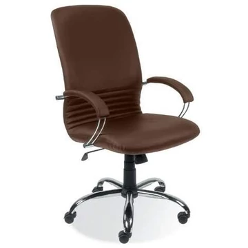 MIRAGE menedzser fotel, karfákkal, krómozott acél vázzal, bőr kárpittal - barna