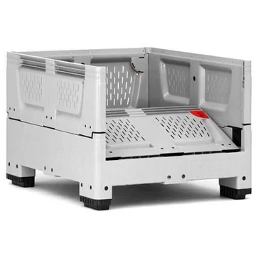 Összecsukható BigBox polietilénből, szellőzőnyílásokkal, 1200 x 1000 x 790 mm, lábakkal