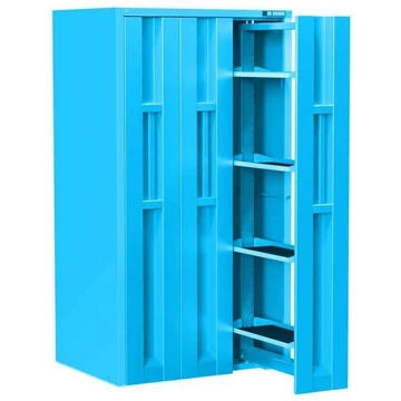 Műhelyszekrény 3 függőlegesen kihúzható kerettel, 12 polccal, ma x sz x mé: 1950x1044x790 mm, világoskék RAL5012