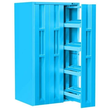 Műhelyszekrény 3 függőlegesen kihúzható kerettel és szerszámkerettel, ma x sz x mé: 1950x1044x790 mm, világoskék RAL5012