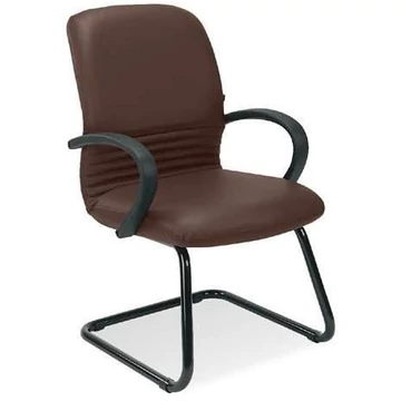 MIRAGE látogatói karosszék, karfákkal, acélváz porszórt fekete, bőr kárpittal - barna