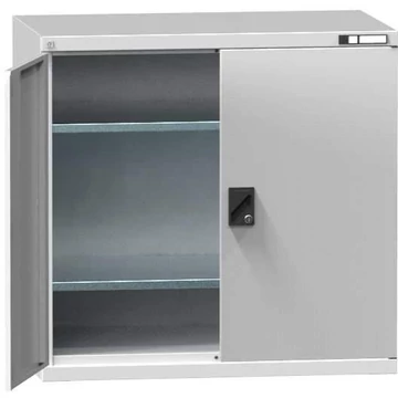 Műhelyszekrény, ma x sz x mé: 1000 x 1044 x 625 mm, szárnyas ajtók, 2 x polc, 100 kg, szín világosszürke RAL7035