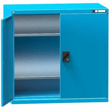 Műhelyszekrény, ma x sz x mé: 1000 x 1044 x 625 mm, szárnyas ajtók, 2 x polc, 100 kg, kék színű RAL5012