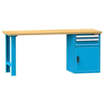 KOMBI munkapad, szélesség x mélység x magasság: 1500x700x880, 1 alapszekrény, 2 fiók, kék színű RAL5012