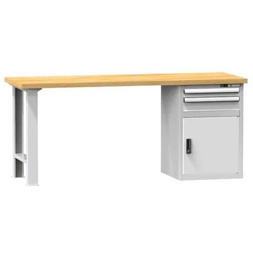 KOMBI munkapad, szélesség x mélység x magasság: 1500x700x880, 1 alapszekrény, 2 fiók, szürke szín RAL7035