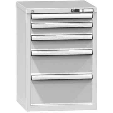 Fiókos műhelyszekrény KOMBI, ma x sz x mé: 840 x 578 x 600 mm, 5 x fiók, szürke RAL7035