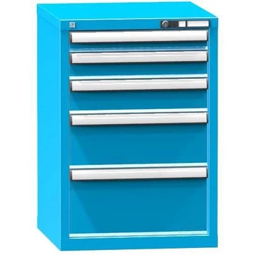 Fiókos műhelyszekrény KOMBI, ma x sz x mé: 840 x 578 x 600 mm, 5 x fiók, kék RAL5012