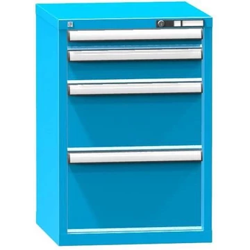 Fiókos műhelyszekrény KOMBI, ma x sz x mé: 840 x 578 x 600 mm, 4 x fiók, kék RAL5012