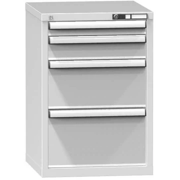 Fiókos műhelyszekrény KOMBI, ma x sz x mé: 840 x 578 x 600 mm, 4 x fiók, szürke RAL7035