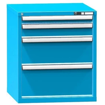 Fiókos műhelyszekrény KOMBI, ma x sz x mé: 840 x 731 x 753 mm, 4 x fiók, kék RAL5012