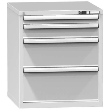 Fiókos műhelyszekrény KOMBI, ma x sz x mé: 840 x 731 x 753 mm, 4 x fiók, szürke RAL7035