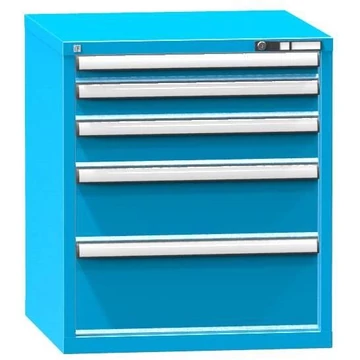 Fiókos műhelyszekrény KOMBI, ma x sz x mé: 840 x 731 x 753 mm, 5 x fiók, kék RAL5012